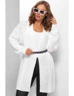 Модный кардиган белого цвета в стиле оверсайз