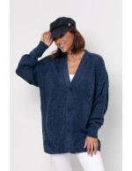 Стильный вязаный кардиган цвета джинс