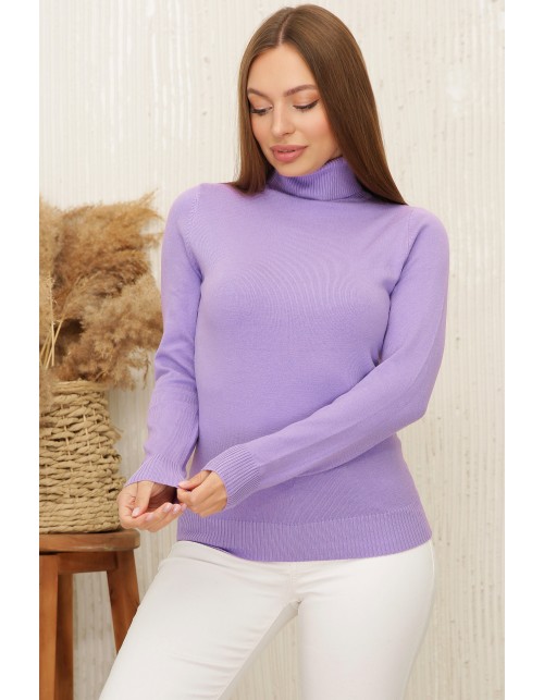 М'який жіночий гольф бузкового кольору з коміром відворот