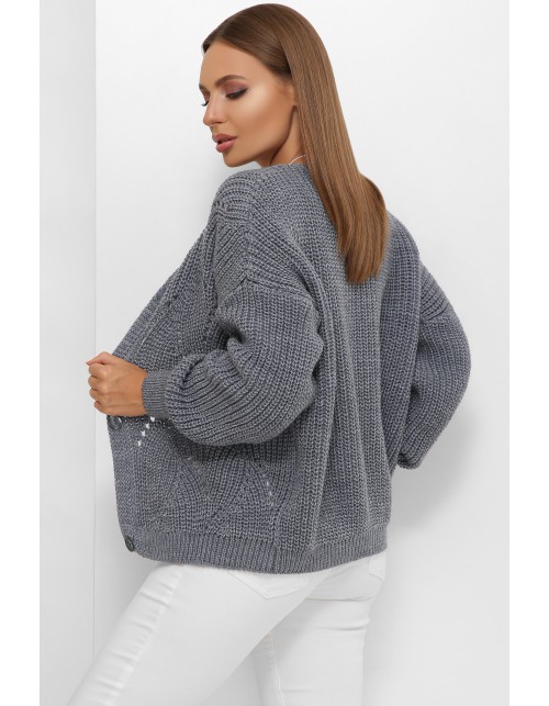 Жіночий трикотажні кофта кольору світлий джинс на гудзиках