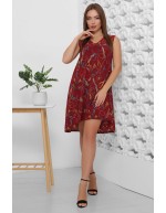 Летнее платье бордового цвета с поясом