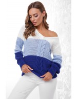 Трехцветный джемпер с V-образным вырезом