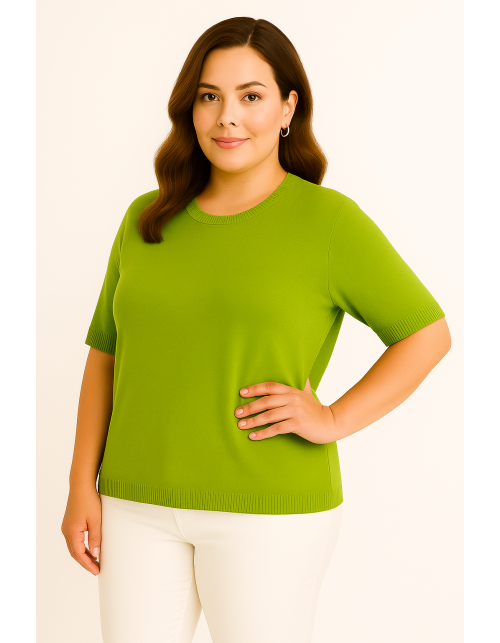 Женский джемпер фисташкового цвета с короткими рукавами