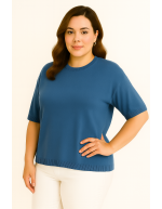 Джемпер цвета джинс с короткими рукавами