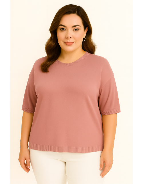 Женский джемпер цвета пудра с короткими рукавами