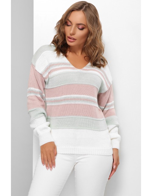 Джемпер жіночий м'ята з манжетами на рукавах і знизу