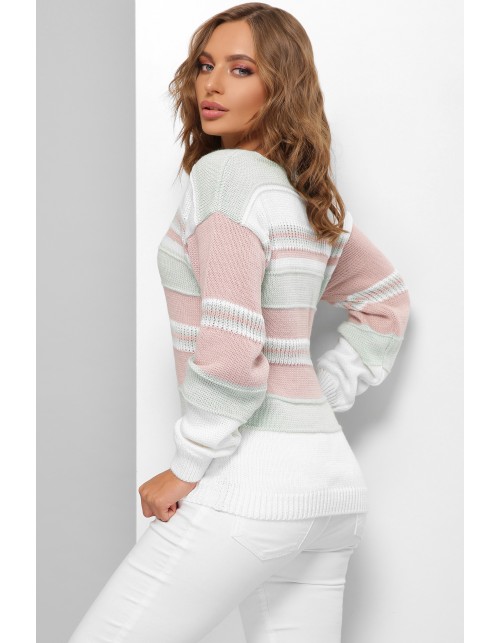 Джемпер жіночий м'ята з манжетами на рукавах і знизу