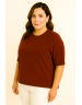 Жіночий джемпер теракотового кольору з короткими рукавами