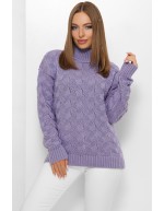 Теплый и мягкий свитер сиреневого цвета из приятной вязки
