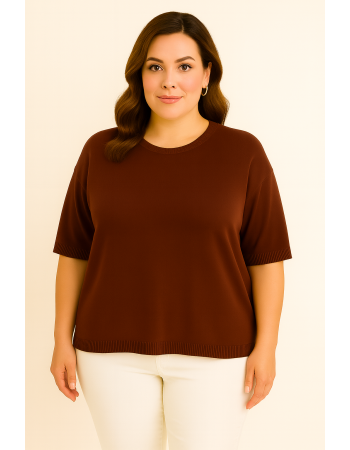 Джемпер шоколадного кольору з короткими рукавами Джемпер шоколадного кольору з короткими рукавами