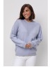 Вязаный женский джемпер нежно-голубого цвета с ажуром на манжетах