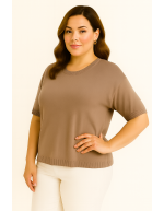 Джемпер цвета капучино с короткими рукавами