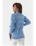 Зручний трикотажні жіночий светр блакитного кольору з красивими елементами в’язання