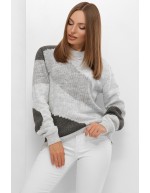 М’який та стильний триколірний светр сірого кольору