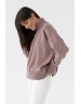 Стильний жіночий светр кольору фрез вільного крою з коміром стійка