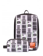 Рюкзак для ручной клади и тревелкейс черного цвета с принтом