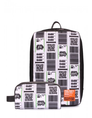 Рюкзак для ручної поклажі та тревелкейс чорного кольору з принтом