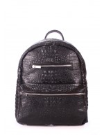 Рюкзак кожаный Mini черный с тиснением под крокодила