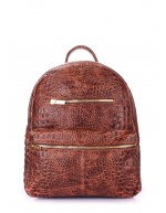 Рюкзак шкіряний Mini коричневий з тисненням під крокодила