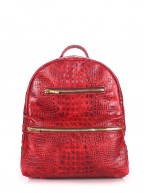 Рюкзак кожаный Mini красный с тиснением под крокодила