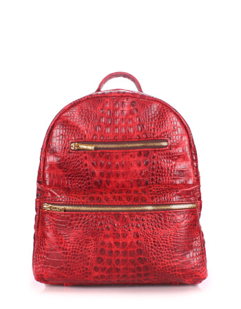 Рюкзак шкіряний Mini червоний з тисненням під крокодила