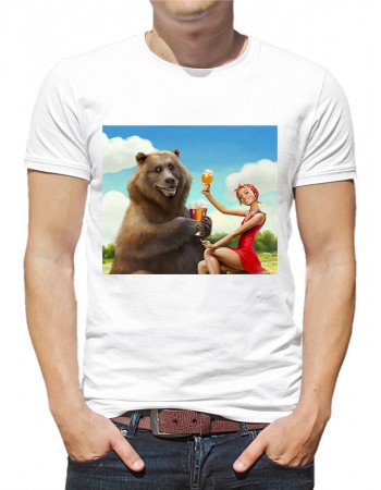 Футболка Ведмідь, пиво та дівчина