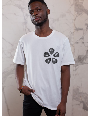 Футболка The Beatles портреты на гитарных медиаторах