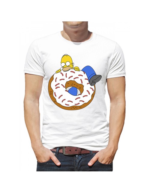 Мужская Футболка "Симпсон Гомер с огромным пончиком"