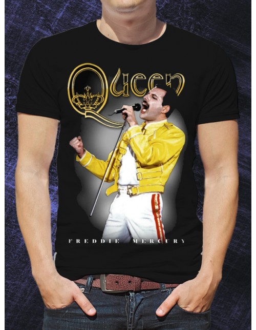 Мужская Футболка Queen Freddie Mercury yellow jacket
