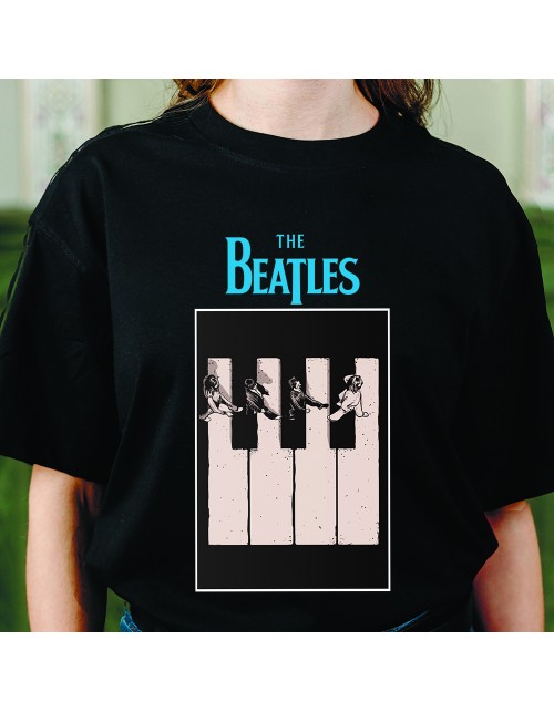 Мужская Футболка The Beatles, Abbey Road в стиле клавиш пианино