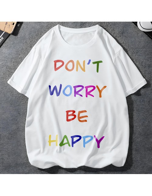 Мужская Футболка Don't Worry Be Happy (радужное настроение)