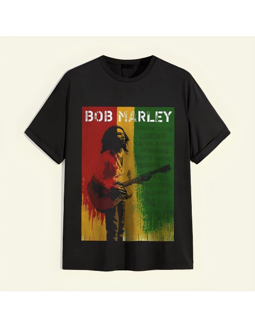 Мужская Футболка Bob Marley и растущий флаг