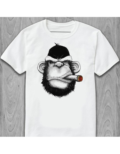 Мужская Футболка Горилла курит сигару