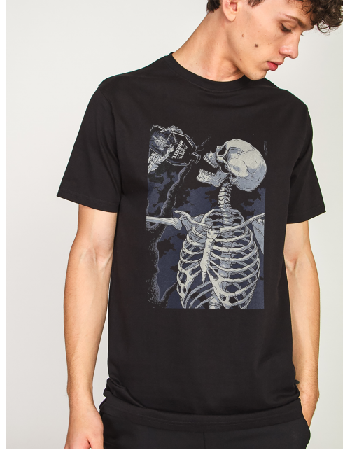 Мужская Футболка Пьяный Скелет