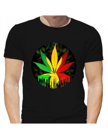 Футболка Конопля в цветах раста-флага