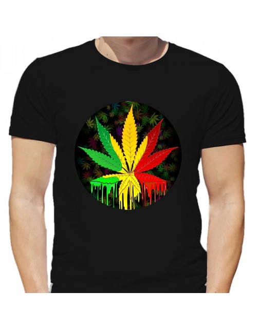 Мужская Футболка Конопля в цветах раста-флага