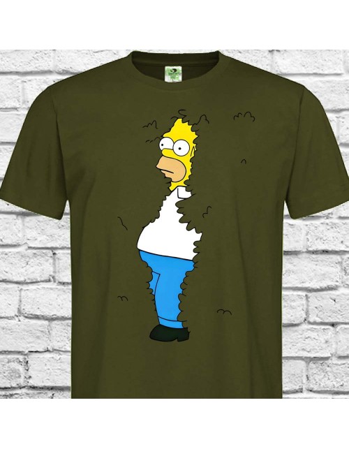 Чоловіча Футболка Гомер Сімпсон вилазить з-під кущів