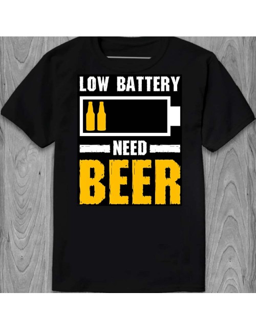 Мужская Футболка Low Battery Need Beer