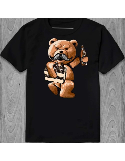 Мужская Футболка Медведь Тед и ящик пива