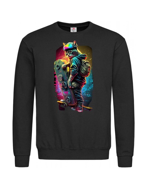 Мужской Свитшот Skateboarding cat