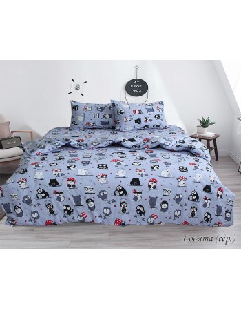 Постель детская серого цвета с совами