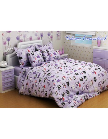 Постель детская сиреневого цвета с совами