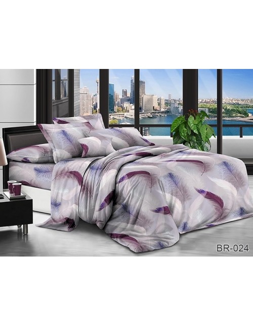 Двоспальний комплект постільної білизни з різнокольоровим пір'ям, Полікотон