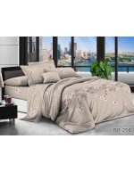 Постіль двоспальна кавового кольору з квітами