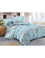 Постіль двоспальна блакитного кольору з квітами