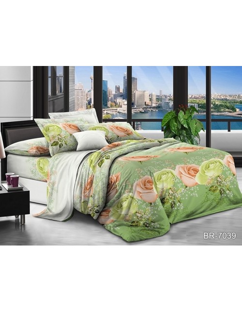 Двоспальний комплект постільної білизни з різнокольоровими трояндами, Полікотон