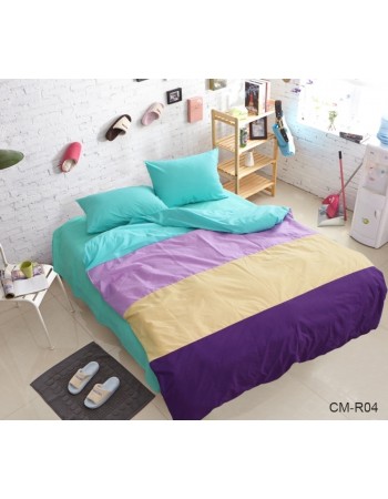 Постель двуспальная в полоску мятного цвета