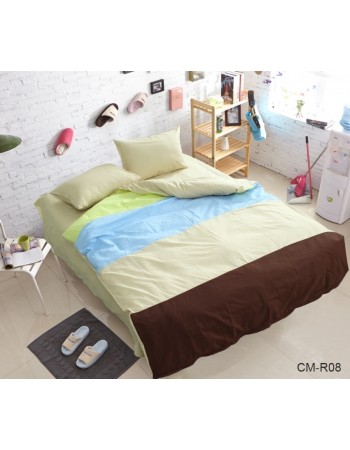 Постіль двоспальна у смужку молочного кольору