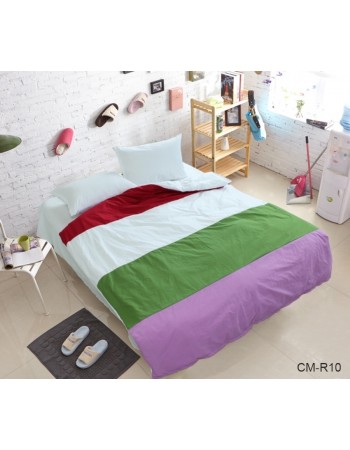 Постіль двоспальна у смужку білого кольору