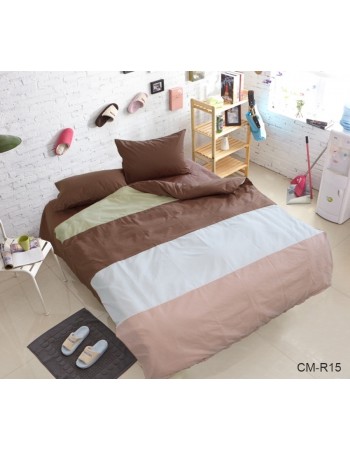 Постіль двоспальна у смужку коричневого кольору